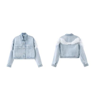 China High Quality QUICK DRY Women's Denim Jacket Short Denim Jackets Sheath Long Casual Patch Wing Jacket For Women Women for sale