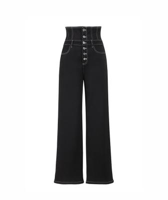 China OEM breathable wide-leg high-waisted jeans season new retro diet straight-leg 2023 floor-length pants trends for sale