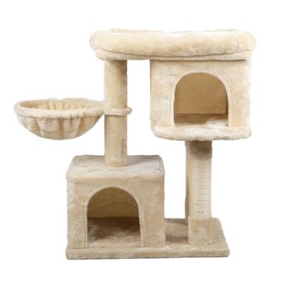 China Stocked cat scratcher tree, indoor cat house, cat treehouse for sale