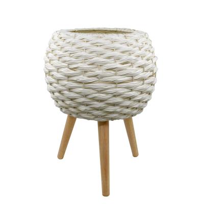 China Modern High Quality Custom Wholesale indoor plant basket white hydroponic rattan planting baskets for plants outdoor for sale