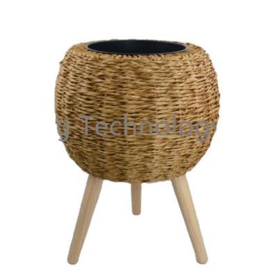 China Modern Home goods patio fancy balcony Chinese rattan tall garden Planter rattan flower pot for sale