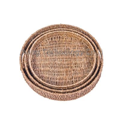 China Public places/homeuse Factory direct supply natural eco friendly vegetable rattan wicker liner seagrass storage round basket for sale