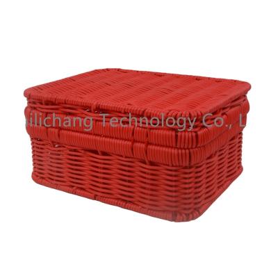 China Public places/homeuse New Style Hot selling gift red cane and rattan suitcase basket pattern box kit  wine box for sale