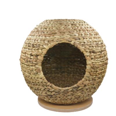 China Sustainable Factory custom water hyacinth pet house luxury environmental protection  round pet house for sale