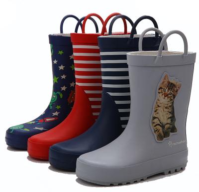 China Latest Anti-Smell Lovely Kids Girls In Cartoon Animal Printing Rubber Rain Boots For Kids for sale