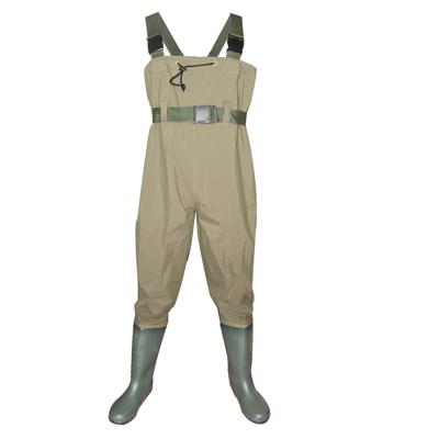 China Qinghong Antibacterial PVC Coating Nylon Chest Fishing Wader With PVC Rain Boots for sale