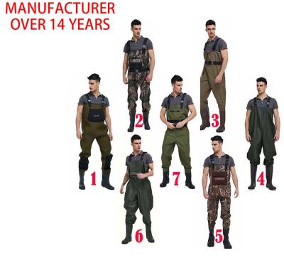 China Plus size PVC neoprene fishing hunting pesca chest wader suit pants waterproof nylon waders for men for sale