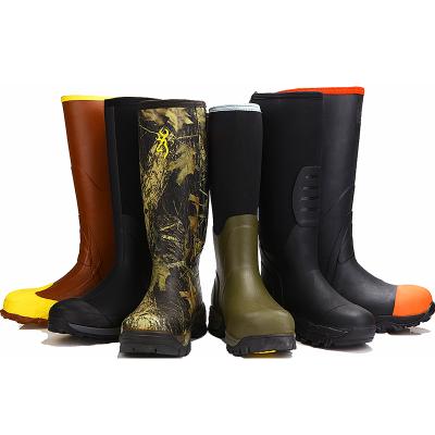 China Black Snakeproof Rain Waterproof Men's Knee High Neoprene Rubber Fishing Hunting Boots For Men for sale