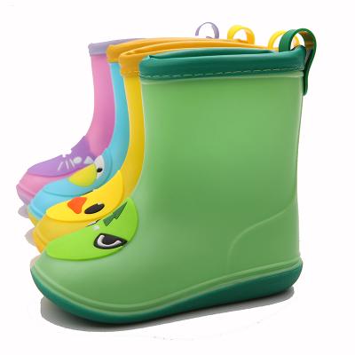 China Cheap Green Shiny Waterproof Girls PVC Ankle Rain Boots For Kids for sale