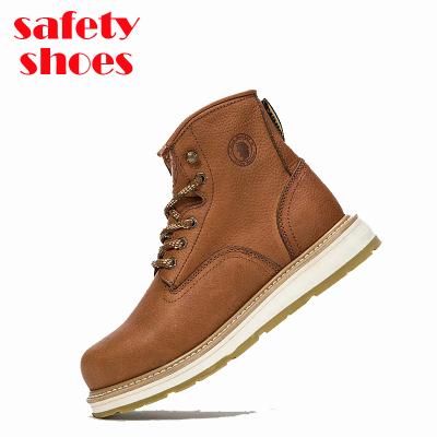 China Wholesale Steel Toe Men's Brown Buffalo PU Leather Injection Walking Comfortable Rise Climbing Shoes For Sale for sale