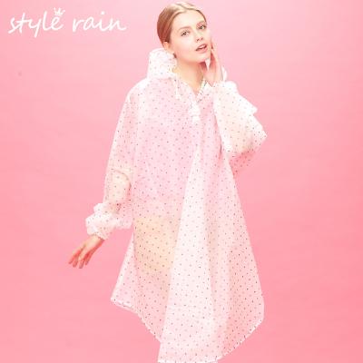 China New Fashion Design Ladies TPU DRIPDROP Clear Rain Coat In Pocket for sale