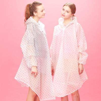 China 100% netting women's fashion raincoat pvc / tpu / eva dot printing raincoats for sale