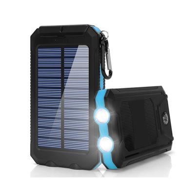 China 10000 Mah Solar Power Bank Outdoor Power Charging Solar Panel Portable Waterproof Solar Charger Charging Cell Phone for sale