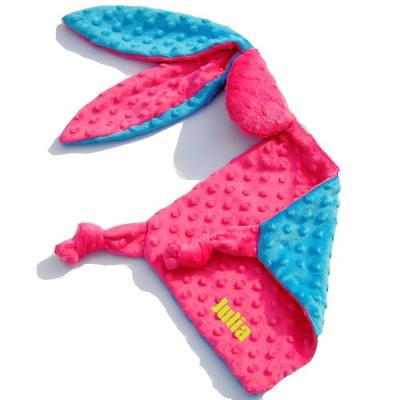 China ABC-TEX 2 Viable Colors Double Side Minky Dot Massage Name Security Bunny Blanket for sale