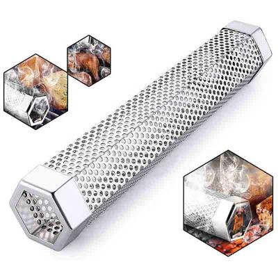 China Easily Cleaned Perforated Stainless Steel BBQ 304 Pellet Smoker Tube For Hot Or Cold Smoking With Perforated Stainless Steel Mesh for sale