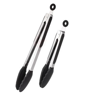 China 2pcs Sustainable BBQ Food Tongs for 9/12 Inch Silicone and Stainless Steel Food Grade for sale