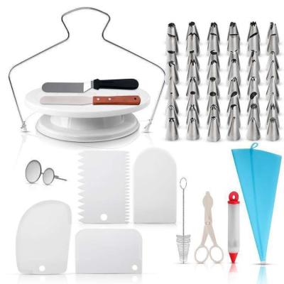 China Viable Quality Guaranteed 73 Pcs DIY Bakeware Turntable Sets Pastry Tube Fondant Cake Tools Decorating Kits for sale