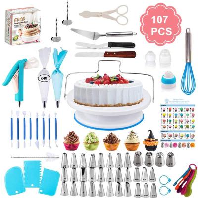 China 107 Pcs Reposteria Decorating Tool Party Wedding Pastry Disposable Baking Tools Complete Cake Decorating Consumables Bundle for sale