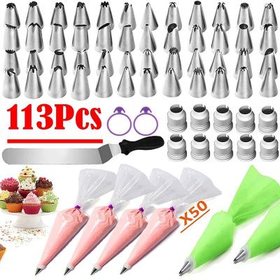 China Viable Wholesale Food Grade Stainless Steel Pastry Icing Bags Whipping Cream Tool Spouts Set for sale