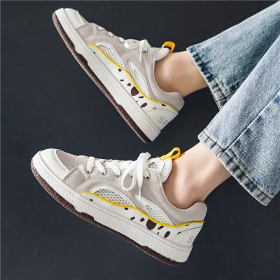 China Wholesale Double Layer Fabric Fashion Trend Mesh Stain Mesh Shock Couples Style Breathable Flat Cushioned Walking Shoes for sale