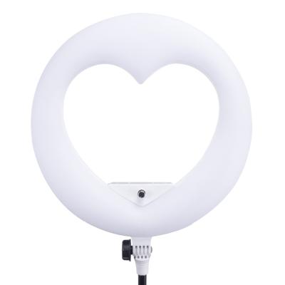 China 2022 Plastic+ ABS LED Selfie Ring Light 96W 5500K Studio Photography Photo Fill Ring Light Heart Shape with Tripod Makeup Ring Light 18 inch for sale