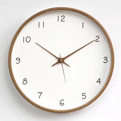 China Modern Simple Solid Wood Quiet Light Luxury Nordic Clock Antique Style Wall Clock Household Fashion Personality Creativity for sale