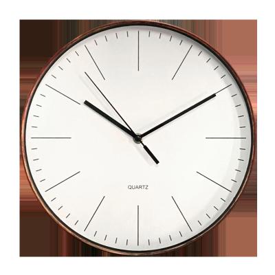 China Plastic Wall Clock NO Style 12In Clock--Number Consise Antique Dark Brown Frame for sale