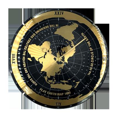 China Plastic Wall Clock Metal Nordic Antique Hand Map World Decor Living Room Cover Arch Style 12In Clock for sale