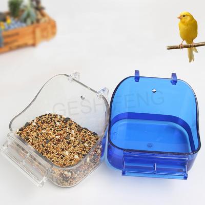 China Viable New Resin Bird Rail Mount Raccoon Quail Poultry Rig Feeders Plastic Cage Listing Hanging Feeder for sale