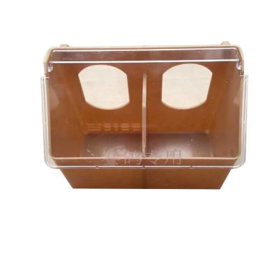 China Brown Small Cup Sustainable Home Use High Quality Feeder Two Hole Plastic Feeders And Drinkers For Bird for sale