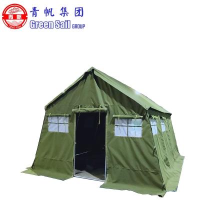 China Trigon / V-Type Ground Nail 4m x 3m Slope Wall Exporting Shape Large Size Army Wind Proof House Military Platoon Tent for sale