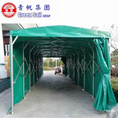 China Multifunctional No MOQ 5mx2.5m or Customized Multifunctional PVC Tarpaulin Steel Frame Sliding Foldable Tent Garage for sale