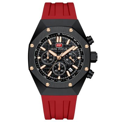 China Day/Date MINI FOCUS Chronograph Mens Watches Red Strap Mens Original Brand Fashion Watches for sale