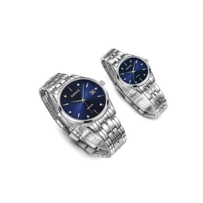 China Automatic Date Basel Color Couples Watch Sapphire Rhinestone Watch For Couple Lovers Stainless Steel Strap Watch Men Women for sale