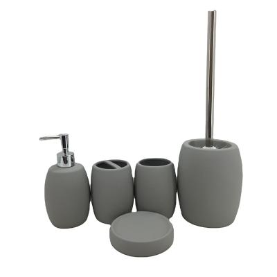 China Eco-friendly Soap Box Holder Ceramic Soap Dish Bathroom Toilet Brush Holder Set for sale