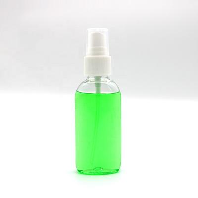 China Hot Sale Cosmetic 50ml Transparent Flat Plastic Bottle With Sprayer Mist Shake Top for sale