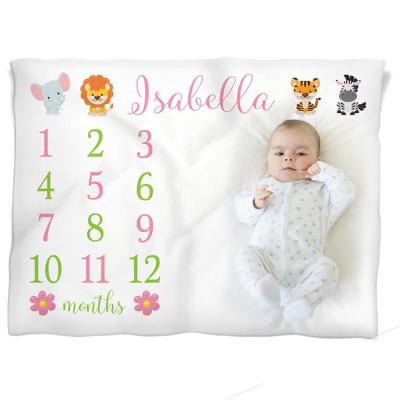 China Newborn Photo Props Baby Boys Anti-pilling Monthly Milestone Blanket Shoots Backdrop Photography Growing Infants Toddlers Wrap Covering for sale