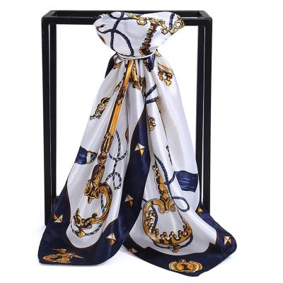 China Big Square Satin Silk Feeling Polyester Hair Scarf for sale