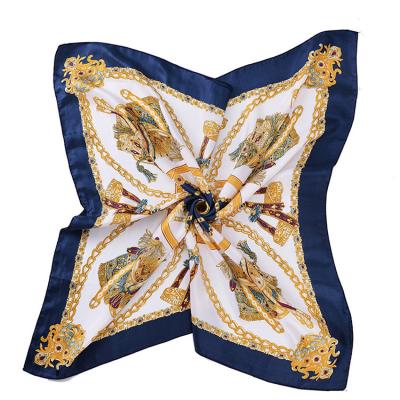 China Square Silk Like Scarf Women's Large Flower Square Satin Headscarf for sale