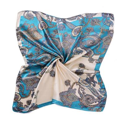 China Square 35 inches Women Twill Satin Polyester Silk Feeling Square Hair Wraps Square Scarves for sale