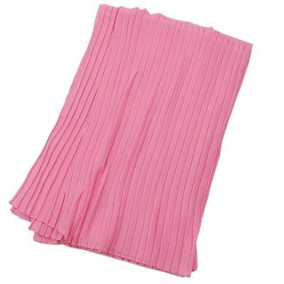 China Extreme Soft Chiffon Women Scarf Pleat Solid Pink Lightweight Chiffon Hijab for sale