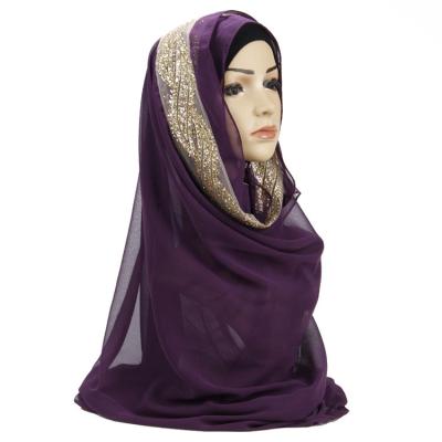 China Chiffon Cheap Price Shimmer Plus Size Sparkles Chiffon Hijab Scarf for sale