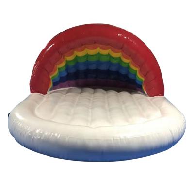 China Durable Party Rainbow Inflatable Platform Island Floating Raft With Cheap Price for sale