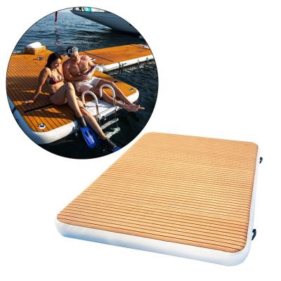 China Heavy Duty Inflatable Swim Yacht Pontoon Swim Platform Floating Dock With Ladder for sale