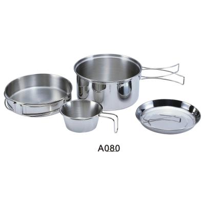 China Cookware Food Grade Stainless Steel Mess Kit Outdoor Camping Travel Cooking Pots Set for sale