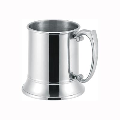 China Sustainable Stainless Steel 16oz Single Wall Beer Mug With Glass Bottom for sale