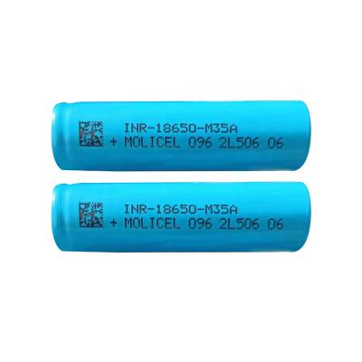 China Rechargeable Toys 3.7v Cells 35E 18650 High Capacity Molicel M35a Cylindrical Cells With 10A Discharge Current for sale