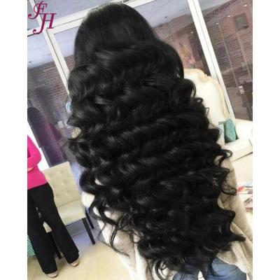 China FH Wholesale 100% Raw Deep Loose Human Hair Wigs Transparent Deep Loose Lace Hair Wig 13x4 Full Lace Front Human Hair Wigs for sale