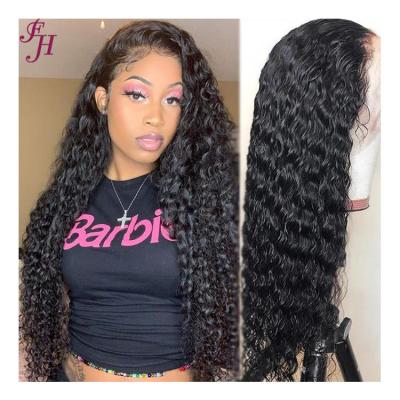 China Water Wave FH Human Hair Wig HD Natural Black Water Wave Lace Front Wigs Lace Front Wig For Black Women for sale