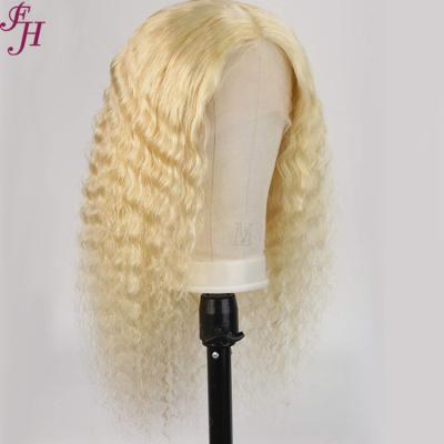 China Natural Raw Blonde Deep Wave Lace Frontal Wig Human Hair Wig 13x4 HD Full Wave Human Hair Wigs For Black Women for sale